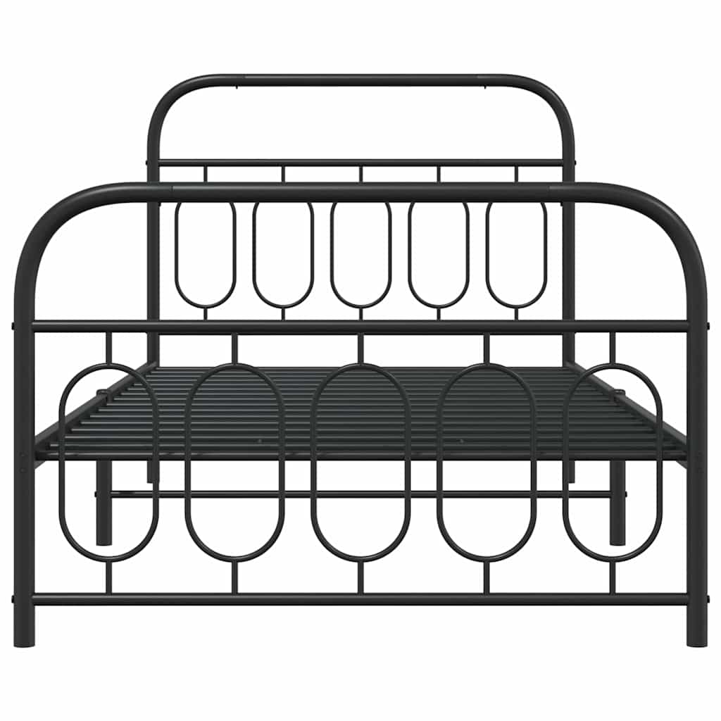 vidaXL Metal Bed Frame without Mattress with Footboard Black 100x190cm 4