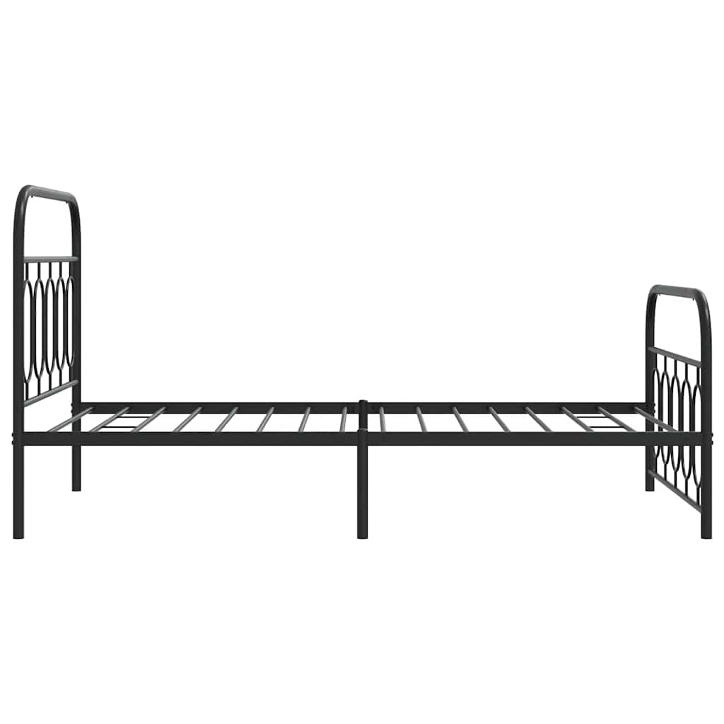 vidaXL Metal Bed Frame without Mattress with Footboard Black 100x190cm 5