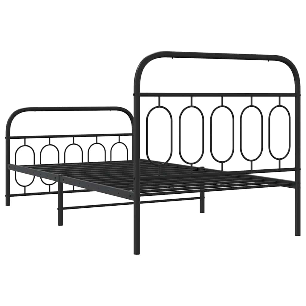 vidaXL Metal Bed Frame without Mattress with Footboard Black 100x190cm 6
