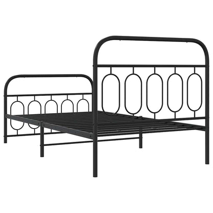 vidaXL Metal Bed Frame without Mattress with Footboard Black 100x190cm 6