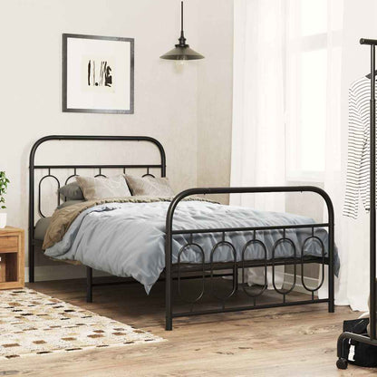 vidaXL Metal Bed Frame without Mattress with Footboard Black 100x190cm 1