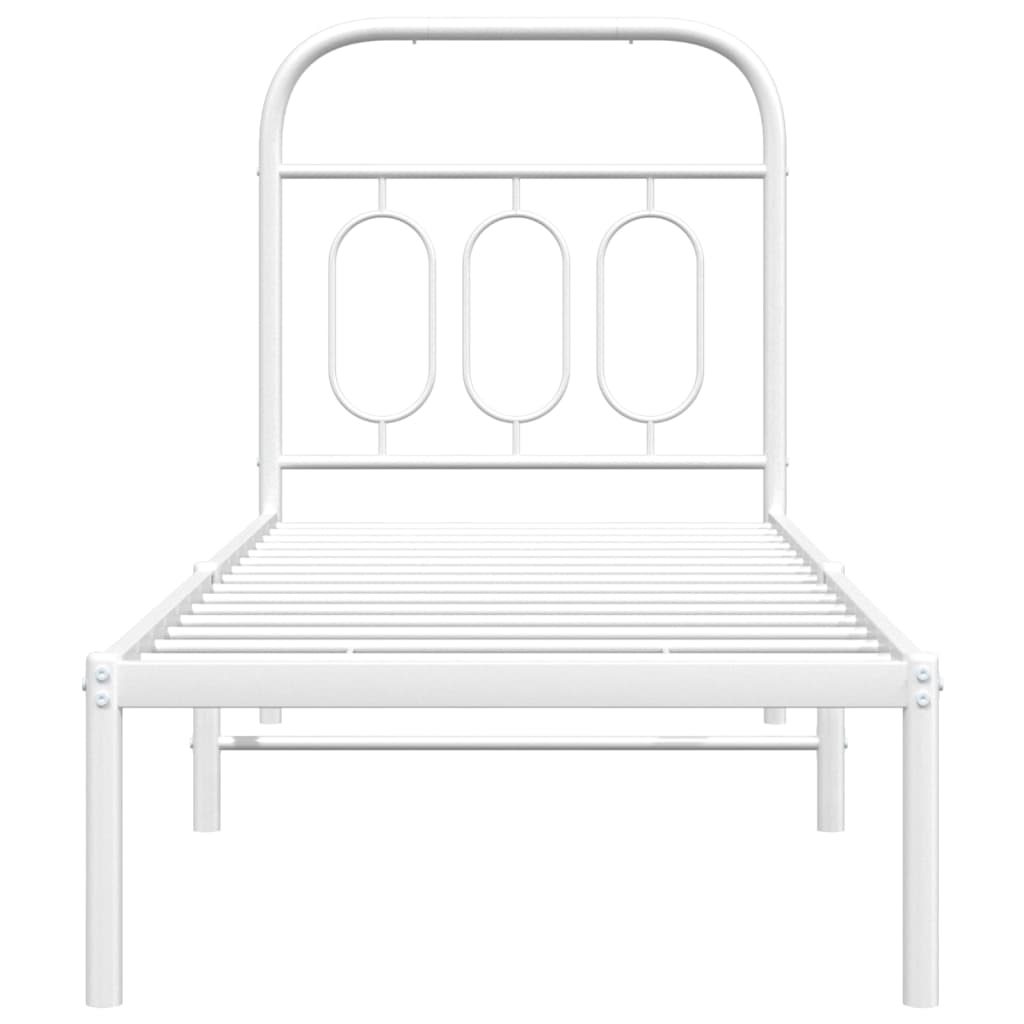 vidaXL Metal Bed Frame without Mattress with Headboard White 75x190cm 4
