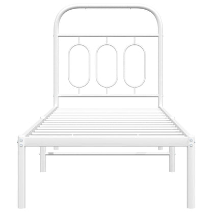 vidaXL Metal Bed Frame without Mattress with Headboard White 75x190cm 4