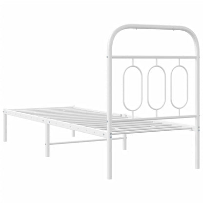 vidaXL Metal Bed Frame without Mattress with Headboard White 75x190cm 6