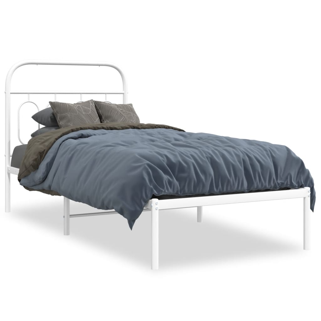 vidaXL Metal Bed Frame without Mattress with Headboard White 80x200cm 2