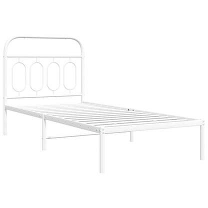 vidaXL Metal Bed Frame without Mattress with Headboard White 80x200cm 3
