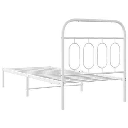vidaXL Metal Bed Frame without Mattress with Headboard White 80x200cm 6