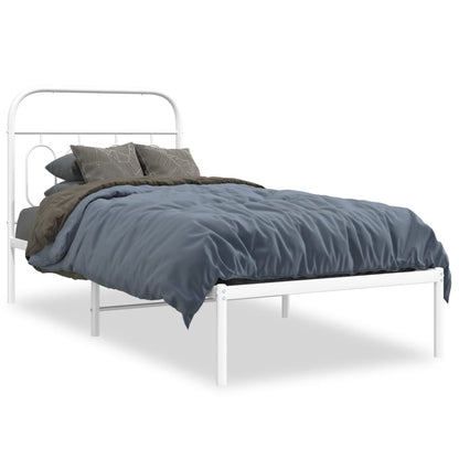 vidaXL Metal Bed Frame without Mattress with Headboard White 90x190cm 2