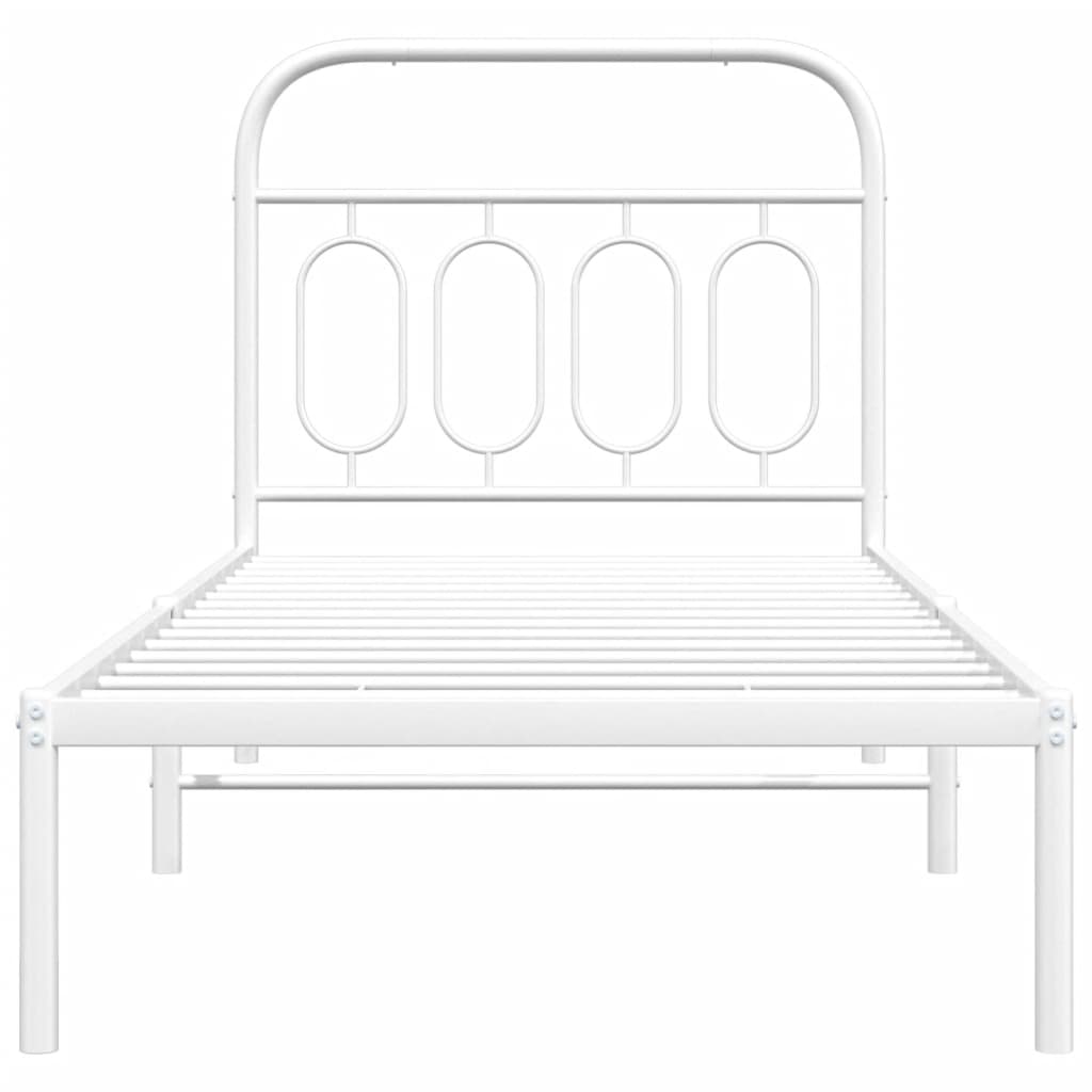vidaXL Metal Bed Frame without Mattress with Headboard White 90x190cm 4