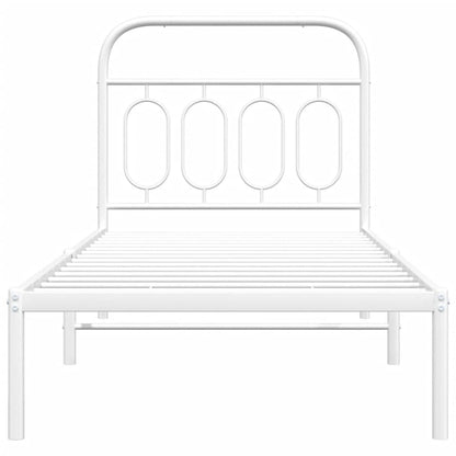 vidaXL Metal Bed Frame without Mattress with Headboard White 90x190cm 4