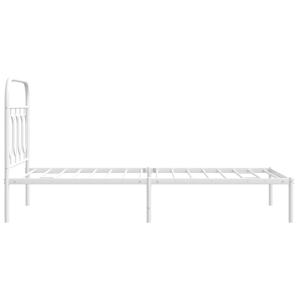 vidaXL Metal Bed Frame without Mattress with Headboard White 90x190cm 5