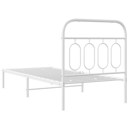 vidaXL Metal Bed Frame without Mattress with Headboard White 90x190cm 6