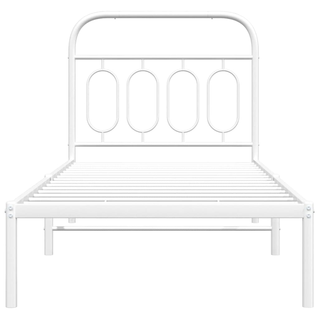 vidaXL Metal Bed Frame without Mattress with Headboard White 90x200cm 4