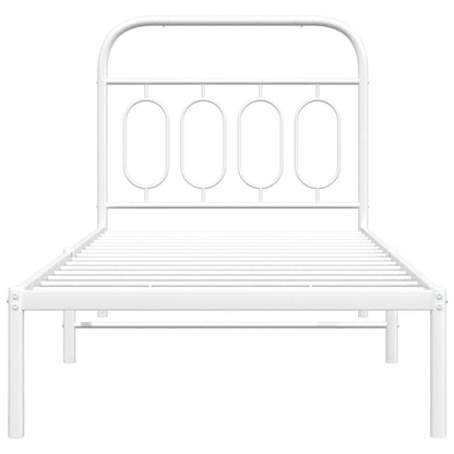vidaXL Metal Bed Frame without Mattress with Headboard White 90x200cm 4