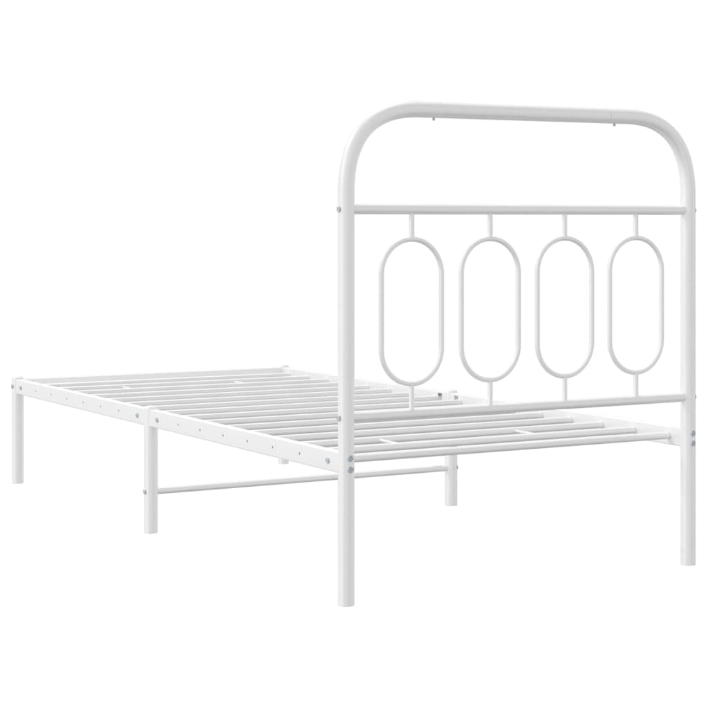 vidaXL Metal Bed Frame without Mattress with Headboard White 90x200cm 6