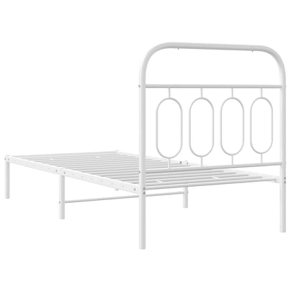 vidaXL Metal Bed Frame without Mattress with Headboard White 90x200cm 6