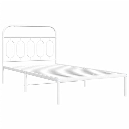 vidaXL Metal Bed Frame without Mattress with Headboard White 100x190cm 3