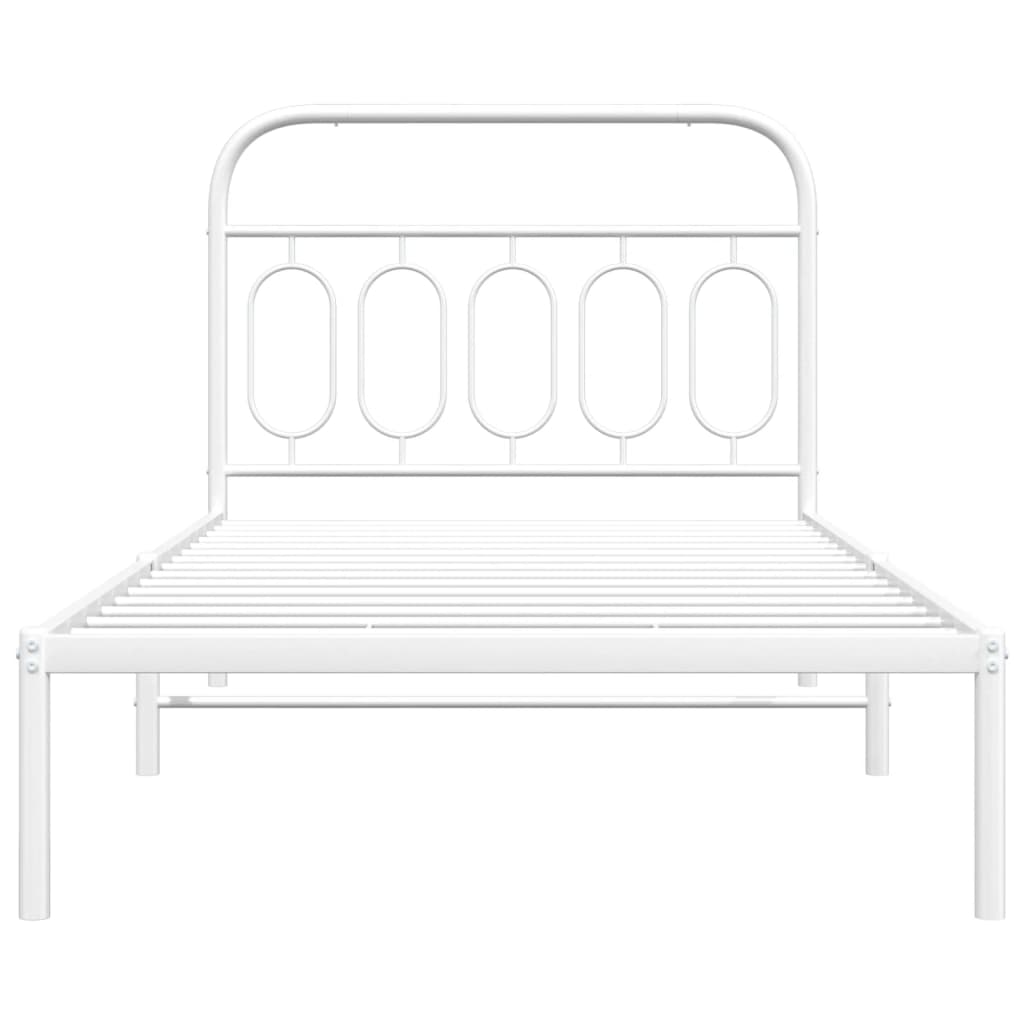 vidaXL Metal Bed Frame without Mattress with Headboard White 100x190cm 4