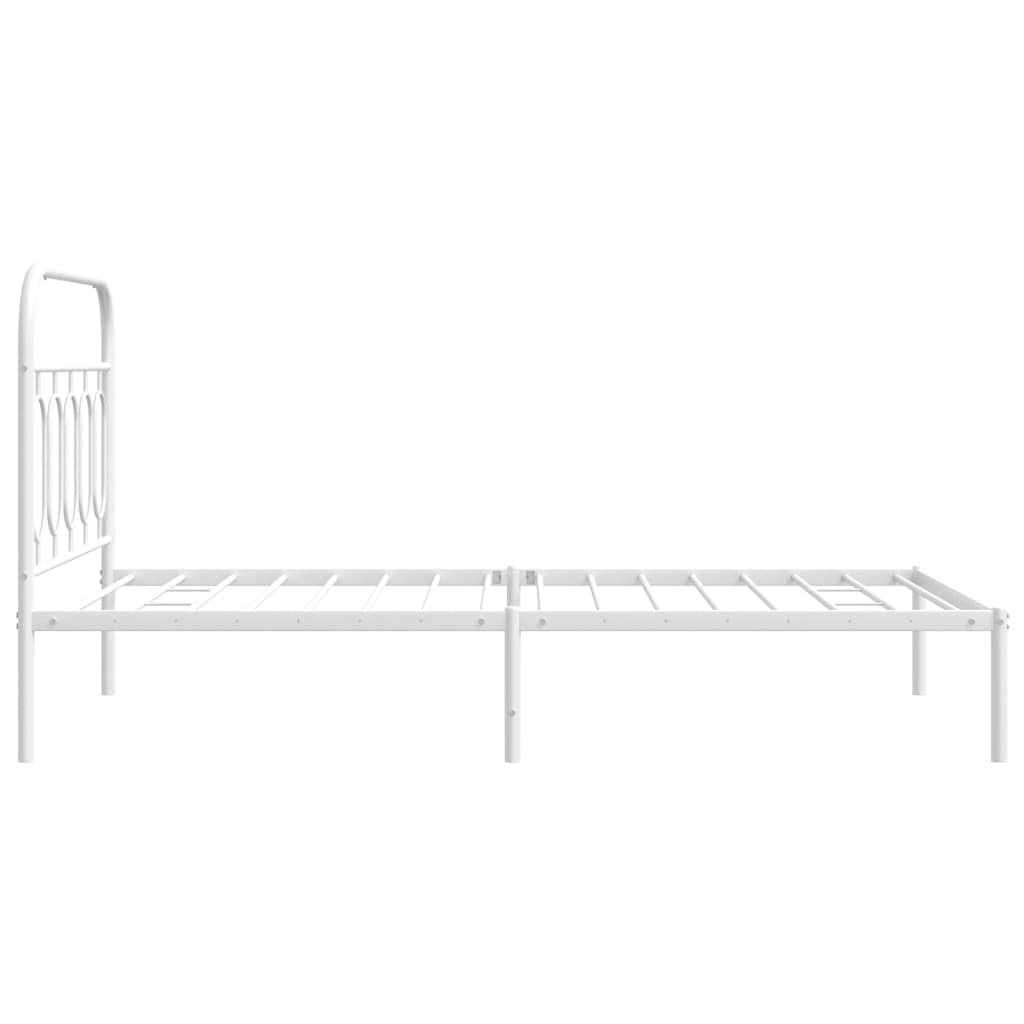 vidaXL Metal Bed Frame without Mattress with Headboard White 100x190cm 5