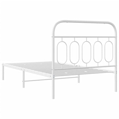 vidaXL Metal Bed Frame without Mattress with Headboard White 100x190cm 6
