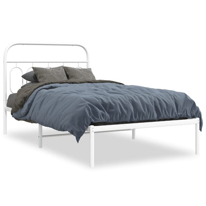 vidaXL Metal Bed Frame without Mattress with Headboard White 100x200cm 2