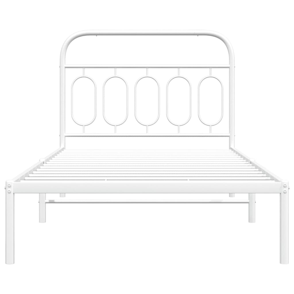 vidaXL Metal Bed Frame without Mattress with Headboard White 100x200cm 4
