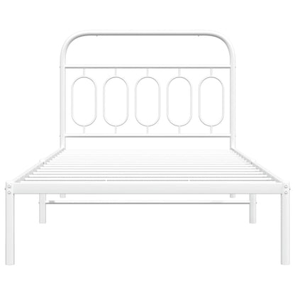 vidaXL Metal Bed Frame without Mattress with Headboard White 100x200cm 4
