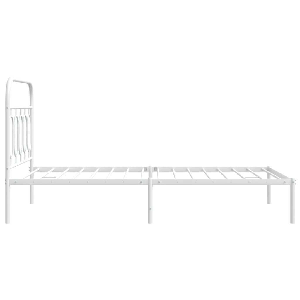 vidaXL Metal Bed Frame without Mattress with Headboard White 100x200cm 5