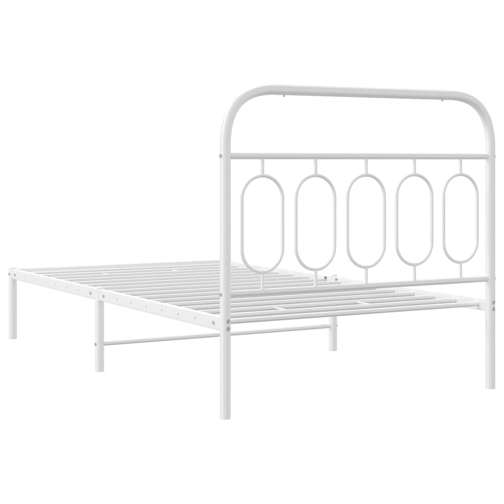 vidaXL Metal Bed Frame without Mattress with Headboard White 100x200cm 6