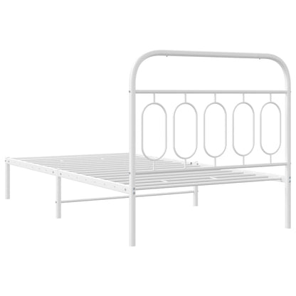 vidaXL Metal Bed Frame without Mattress with Headboard White 100x200cm 6