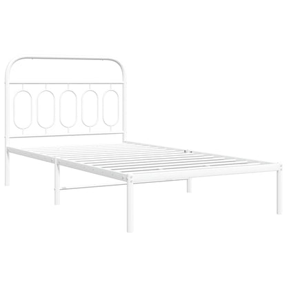 vidaXL Metal Bed Frame without Mattress with Headboard White 107x203cm 3