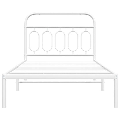 vidaXL Metal Bed Frame without Mattress with Headboard White 107x203cm 4