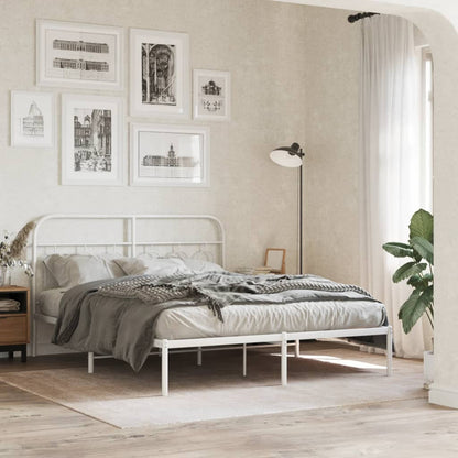 vidaXL Metal Bed Frame without Mattress With headboard White