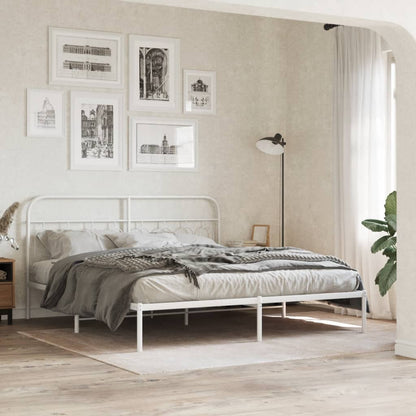 vidaXL Metal Bed Frame without Mattress With headboard White