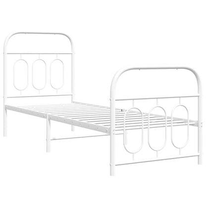 vidaXL Metal Bed Frame without Mattress with Footboard White 75x190cm 3