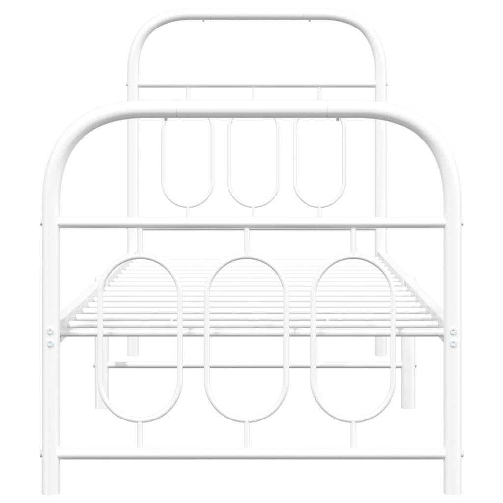 vidaXL Metal Bed Frame without Mattress with Footboard White 75x190cm 4