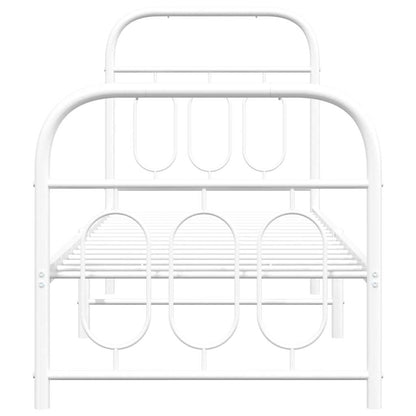 vidaXL Metal Bed Frame without Mattress with Footboard White 75x190cm 4