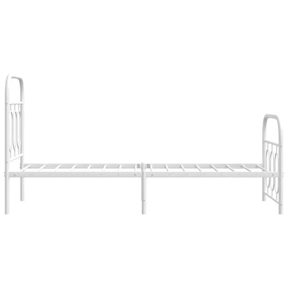 vidaXL Metal Bed Frame without Mattress with Footboard White 75x190cm 5