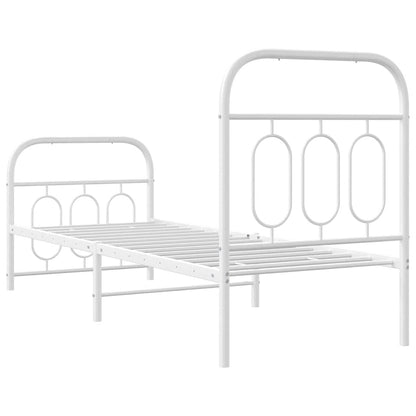vidaXL Metal Bed Frame without Mattress with Footboard White 75x190cm 6