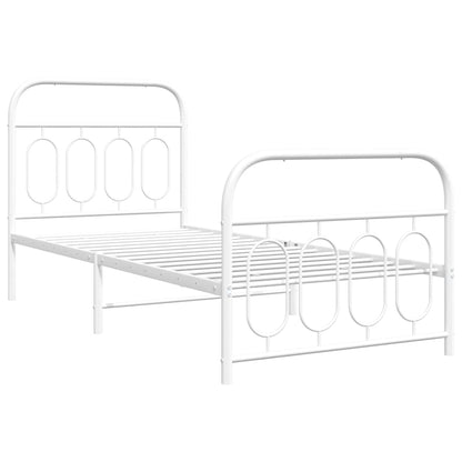 vidaXL Metal Bed Frame without Mattress with Footboard White 80x200cm 3