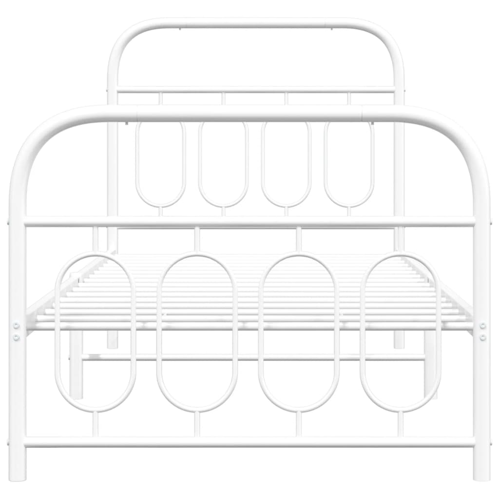 vidaXL Metal Bed Frame without Mattress with Footboard White 80x200cm 4