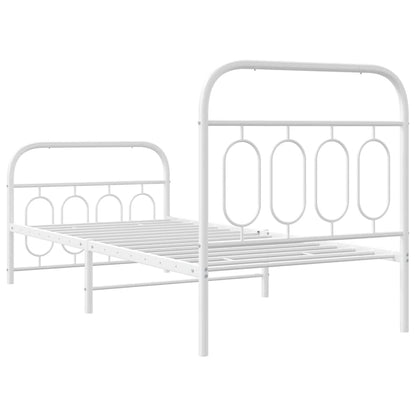 vidaXL Metal Bed Frame without Mattress with Footboard White 80x200cm 6