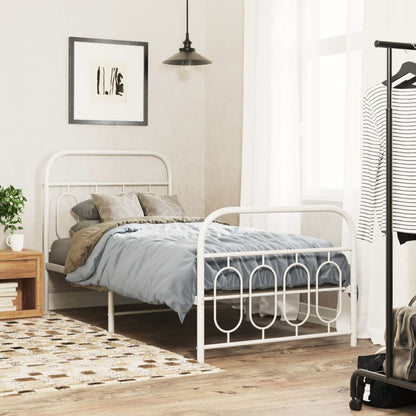 vidaXL Metal Bed Frame without Mattress with Footboard White 80x200cm 1
