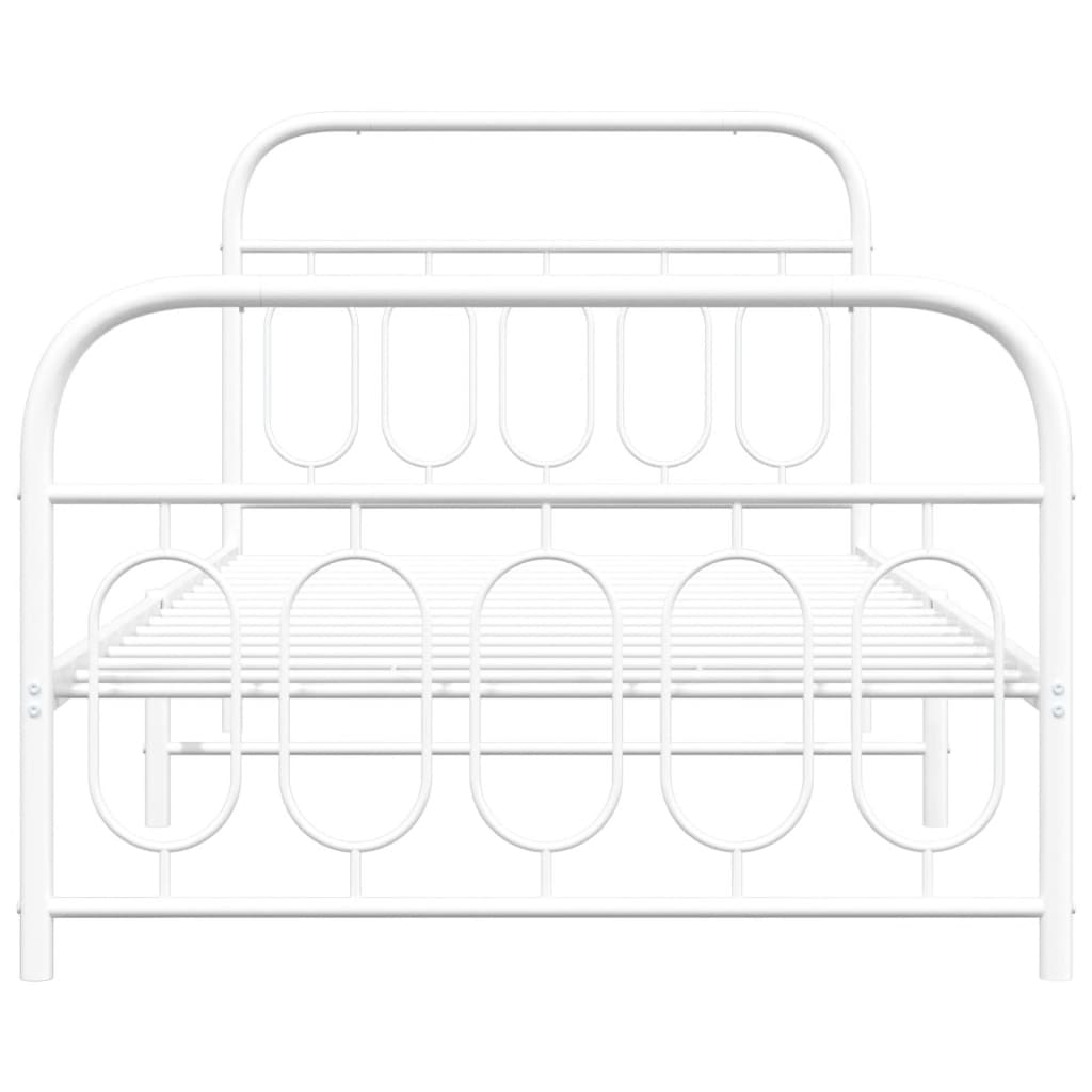 vidaXL Metal Bed Frame without Mattress with Footboard White 100x190cm 4