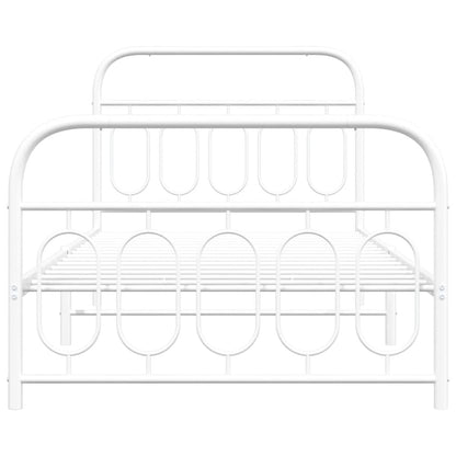 vidaXL Metal Bed Frame without Mattress with Footboard White 100x190cm 4