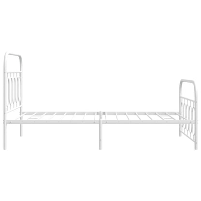 vidaXL Metal Bed Frame without Mattress with Footboard White 100x190cm 5