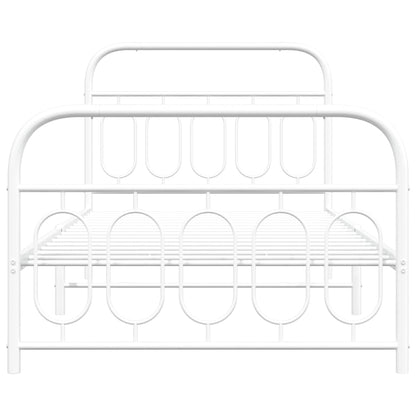 vidaXL Metal Bed Frame without Mattress with Footboard White 100x200cm 4