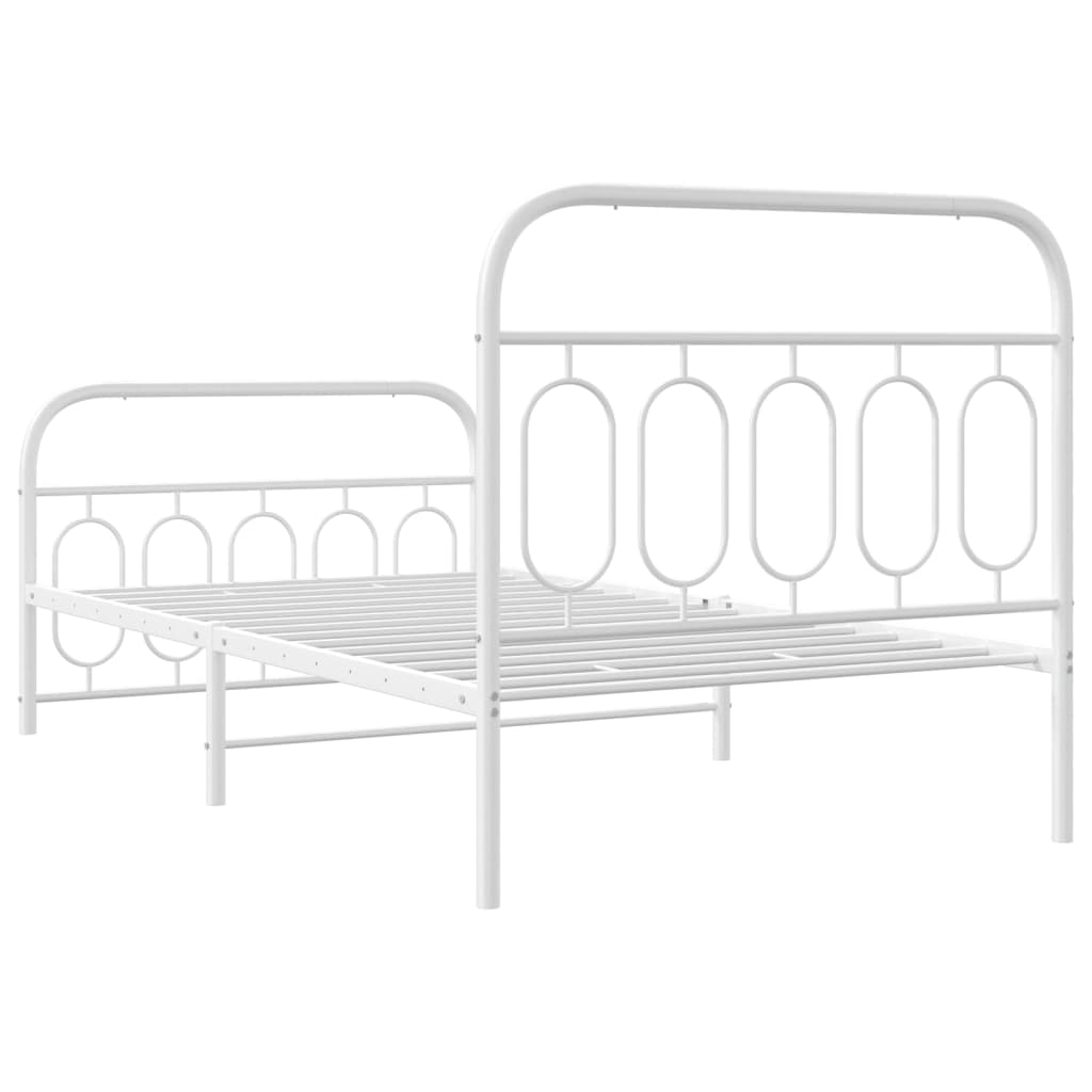 vidaXL Metal Bed Frame without Mattress with Footboard White 100x200cm 6
