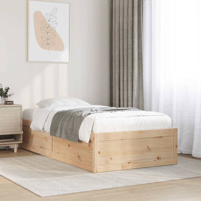 Bed Frame without Mattress Solid Wood Pine Solid pine wood 75 cm 190 cm