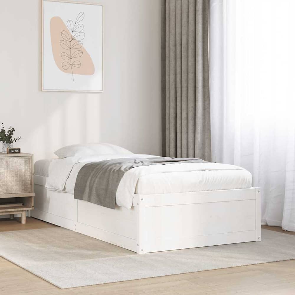 Bed Frame without Mattress Solid Wood Pine White